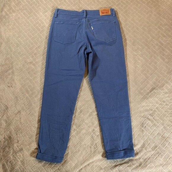 Levis Womens 29 Denim Jeans Blue Skinny Ankle Cuffed Mid Rise White Tab Stretch - Picture 8 of 10